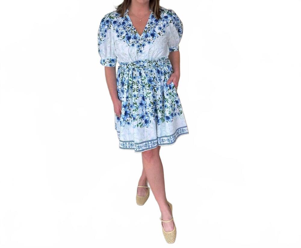 NEW CELINA MOON floral mini dress in blue